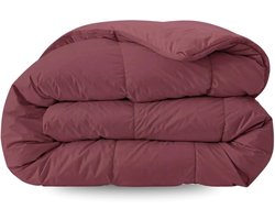 Zelesta Pure Uni Bordeaux Rood 140x200cm - Katoenen dekbed zonder overtrek - Wasbaar dekbed - Hoesloos dekbed - 2 in 1 Dekbed met vaste overtrek