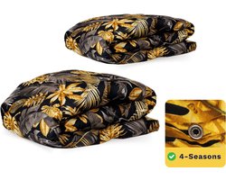 Zelesta Wonderbed 4 Seizoenen Golden Leaves - 240x200cm - Dekbed voor het hele jaar - 30 dagen proefslapen - Bedrukt dekbed - Wasbaar dekbed zonder overtrek - Tweedelig met Drukknopen