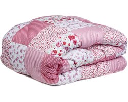 Zelesta Wonderbed Patchwork Pink 200x200cm - Dekbed zonder overtrek - 30 dagen proefslapen - Wasbaar hoesloos dekbed - Bedrukt dekbed - Dekbed met print - All Year Winterdekbed & Zomerdekbed