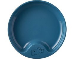 Zelf leren eten - kinderleerbord - peuterleerbord - kinderservies - vaatwasmachinebestendig & BPA vrij - diepblauw