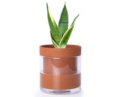 Zelfbewaterende plantenbak - terracotta - met glazen reservoir - 1 stuk