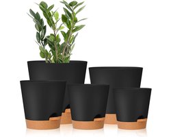 Zelfbewaterende Plantenpotten - voor kamerplanten - set van 5 - plastic - diverse maten