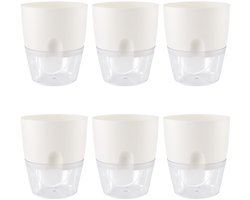 Zelfbewaterende potten - duurzaam - set van 6 - grijs - kunststof - 15 cm breed