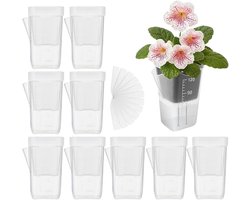 Zelfbewaterende Potten - Mini Plantenset - Zaaien En Kweken - Transparant Waterreservoir - 10 Cm Hoog - Doorzichtig