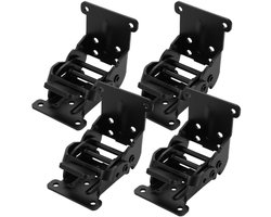 Zelfborgende klapscharnier - opvouwbare onzichtbare beugel - geschikt voor tafels, meubels - met schroeven - zwart - 4 stuks