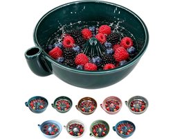 Zelfdraaiende keramische bessenwaskom, bessenvortexfilter, spoelkom, gebogen binnenwand creëert een zachte vortex, multifunctioneel keukenfilter, perfect voor het behandelen van delicate vruchten - bruin.