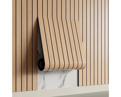 Zelfklevend 3D Wandpaneel - Bruin Eiken Look - PVC Plank 300x40 cm Voor Muur & Plafond - Geluidswerend