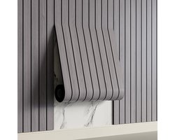 Zelfklevend 3D Wandpaneel - Grijs Eiken Look - PVC Plank 300x40 cm Voor Muur & Plafond - Geluidswerend