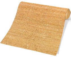 Zelfklevend Bamboe Behang met Gouden Folie - 100% Echt Kurk, 3D Structuur, Verwijderbaar - 41,9 x 300 cm