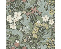 Zelfklevend behang, 41 x 300 cm, meubelfolie, zelfklevend, botanische plakfolie, groen, bladeren, bloemen, wijnstokken, waterdichte meubelstickers, vinylfolie voor meubels, keuken, slaapkamer