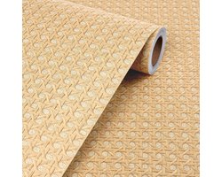 Zelfklevend Behang in Beige Bruin Rotan Look - Ideaal voor Woonkamer, Slaapkamer en Keuken
