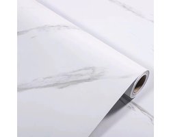 Zelfklevend behang, Marmer Wit, Marmo Bianco, Mat, 122cmx10m, 12m2, Vinyl, zelfklevend, behang, PVC, Waterbestendig, Muurdecoratie, Badkamer, Daka Deco
