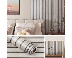 Zelfklevend behang met houtlook voor muren | 3D houtpaneel behang | Waterdicht en modern | Nordic beige lichte eiken | Perfect voor slaapkamer en woonkamer | 40cm x 2