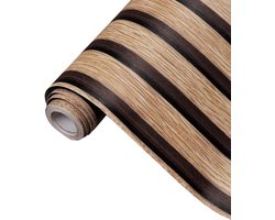 Zelfklevend Behang - Muurdecoratie - Strepen Behang - 60 cm * 3 m - Waterbestendig en Hittebestendig - Hoge Precesie voor ultiem gebruiksgemak - voor Woonkamer, Slaapkamer, Badkamer, Hal, Keuken - Bruin