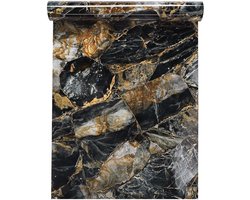 Zelfklevend Behang - Muurdecoratie - Waterbestendig en Hittebestendig - 40 cm x 5 m - Zwart Marmer
