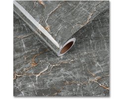Zelfklevend Behang - Muurdecoratie - Waterdicht en Oliebestendig - 60 cm x 5 m - Grijst Marmer