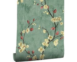 Zelfklevend behang, muurpapier, zelfklevende folie, decoratief, meubelfolie, plakfolie, pvc, vinyl, wandsticker, bloemen, vintage hout decoratieve stickers voor meubels, wanddeur, watervast