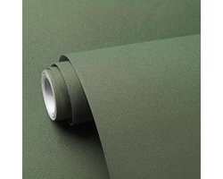 Zelfklevend Behang Olijfgroen – 40 cm x 5 m – Waterdicht & Herpositioneerbaar – Makkelijk aan te brengen – Ideaal voor meubels & muren