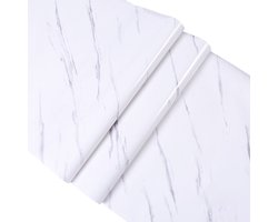 Zelfklevend Behang - PVC Interieurdecoratie - Marmeren Structuur Gemakkelijk Te Plaatsen - 1 Stuks - Voor Muren En Meubels Wit