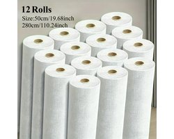 Zelfklevend Behang Wit - 12 Rollen 50x280cm -Linnen Structuur 3D Reliëf Wandbekleding - Waterdicht Afwasbaar Verwijderbaar - Zelfklevende Wandfolie Muurfolie Wanddecoratie - Peel and Stick Zonder Lijm - Woonkamer Slaapkamer Keuken Badkamer