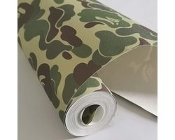 Zelfklevend Camouflage Contact Papier voor Muren en Meubels - Groen - 45x300 cm