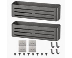 Zelfklevend Doucherek, 2 Stuks, 32,5 cm, Aluminium Badkamerorganizer Zonder Boren, Wandmontage, 4 Haken, Gunmetal Grijs