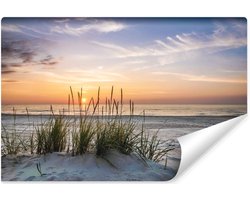 Zelfklevend Fleece Fotobehang Zee Strand Zonsondergang Natuur Landschap 3D Wanddecoratie