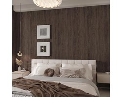 Zelfklevend Houtlook Behang Donkerbruin Houtnerf voor Keuken en Woonkamer