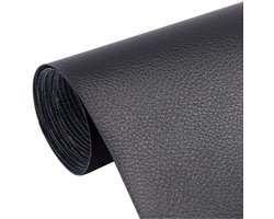 Zelfklevend Leer Reparatie Set - 140 x 50cm - Zelfklevend Kunstleer - Reparatiedoek - leren bank - leather repair - decoratiefolie - leder patch - Meubel Reparatie Set - voor Meubels, Banken, Autostoelen - Zwart