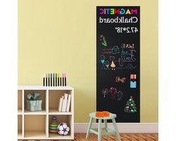 Zelfklevend Magnetisch Schoolbord 120 x 46 cm – Herbruikbaar en Kindvriendelijk, Inclusief 10 Vloeibare Krijtmarkers, Ideaal voor Leren, Tekenen en Organiseren Thuis
