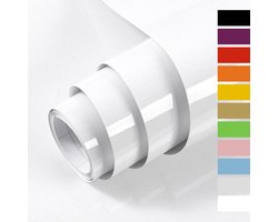 Zelfklevend papier voor meubels, glanzend glitter, 40 x 300 cm, zelfklevend behang, waterdichte vinylstickers voor meubels, keukenmuren, tafels, badkamers, kasten en aanrechtbladen - Wit