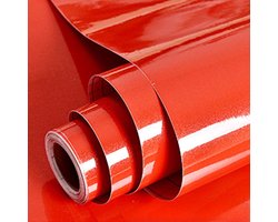 Zelfklevend papier voor meubels, glanzend glitter, 40 x 300 cm, zelfklevend behang, waterdichte vinylstickers voor meubels, keukenmuren, tafels, badkamers, kasten en aanrechtbladen - Rood