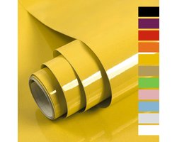 Zelfklevend papier voor meubels, glanzend glitter, 40 x 300 cm, zelfklevend behang, waterdichte vinylstickers voor meubels, keukenmuren, tafels, badkamers, kasten en aanrechtbladen - Geel