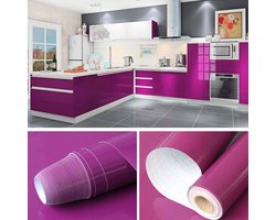 Zelfklevend papier voor meubels, glanzend glitter, 40 x 300 cm, zelfklevend behang, waterdichte vinylstickers voor meubels, keukenmuren, tafels, badkamers, kasten en aanrechtbladen - Paars
