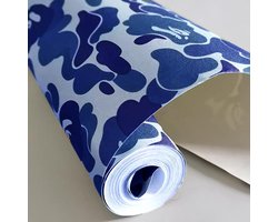 Zelfklevend Vinyl Blauw Camouflage Contact Papier - Behang voor Muren en Meubels