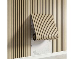 Zelfklevende 3D-wandpanelen - 3D-behang met walnoothoutstructuur - PVC-paneel - 300x40 cm, geschikt voor wanden en plafonds