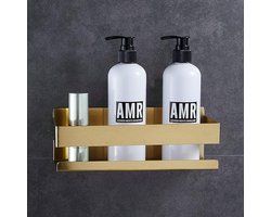 Zelfklevende doucheplank met geborsteld gouden afwerking - Badkamer organisatie zonder boren