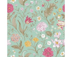 Zelfklevende Folie voor Meubels met Vintage Bloemen en Groene Bladeren - Waterdichte Decoratiefolie voor Vloeren, Deuren en Lades - 44.5CMx3M, Ideaal voor Kinderkamers en Badkamers