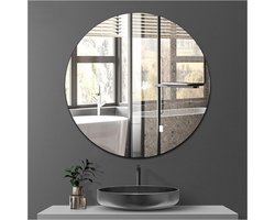 Zelfklevende glazen ronde spiegel zonder frame, 40 cm cirkel, badkamerspiegel, decoratieve spiegels voor badkamer, woonkamer, hal, kaptafel, enz