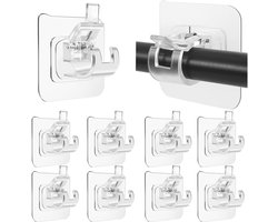 Zelfklevende gordijnhaken zonder boren - 8 stuks wandhouders voor handdoeken en gordijnroedes