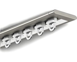 Zelfklevende gordijnrail met accessoires, zonder boren, plafondmontage, 2,4 m en 3,5 m, voor schuifgordijnen, gordijnen en jaloezieën (goud, 1,9 m)