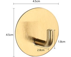 Zelfklevende haken, zware, waterdichte haken voor in de douche, voor het ophangen van loofah's, handdoeken, kleding, badjassen voor in de badkamer, verwijderbare, zelfklevende wandhaken, deurhaak van roestvrij staal, plakhaken, 4 stuks (goud)