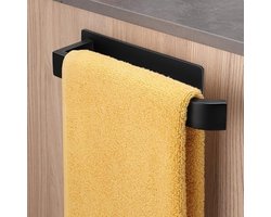 Zelfklevende Handdoekhouder zonder Boren, Roestvrij Staal, Badkamerhanddoekhouder, Mat Zwart, 24 cm