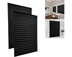 Zelfklevende Jaloezieën - Verduisterende Gordijnen - Directe Privacy - Gereedschapsloze Installatie - 2 stuks 90x150cm - Zwart