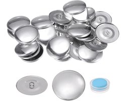 Zelfklevende Knopenset - Stoffen Knoppen - Doe-het-zelf Projecten - Inclusief Gereedschap - 38 mm - Zilver