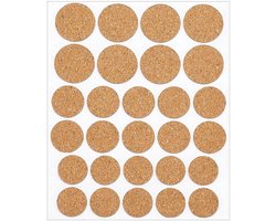Zelfklevende Kurkpads - Meubelpads - Bescherming - Diverse Maten - Kastdeuren - Stoelen - 560 Stuks - 20 Vellen - 18 mm/20 mm/25 mm - Kurk - Zelfklevend - Geschikt voor Tafels