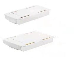 Zelfklevende lade - 2 Stuks - Onopvallend - Bureaulade - Plastic - Ladeverdeler - Organizer - Verborgen bureaulade - Bureau organizer - Geschikt voor gebruik thuis, op kantoor of op een kaptafel - Wit
