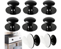 Zelfklevende Ladeknoppen 30mm Rond - Zwarte Stalen Kastknoppen, Handgrepen voor Keukenkasten, Kasten en Spiegels - Eenvoudige Montage en Moderne Look
