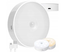 Zelfklevende LED Lamp met Bewegingssensor & Schemerfunctie – Nachtlampje voor Trap, Kast & Hal – Warm/Koud Licht – USB Oplaadbaar – 8 LED – Wit