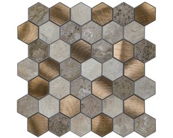 Zelfklevende Mozaïek Steenstrip Hexagon Medium Beige Taupe